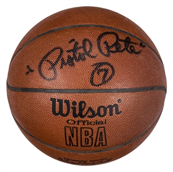 "Pistol" Pete Maravich Signed & "7" Inscribed Wilson Basketball (PSA/DNA)
